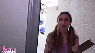 Nina nova tempts with her curvy ass and tits to finish her student project