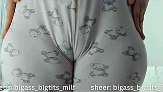 Colombian curvy Latina milf spreads big pussy lips and cameltoe in solo squirting session