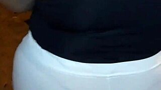 Curvy Mature Milf with Huge Big Ass in Red Thong Flashing Outdoors on the Street Showing Natural Tits