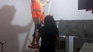 Hey, why not seduce the athletic muscular builder for blowjob and standing fuck session?