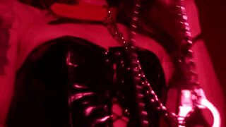 Redhead milf indulges in bdsm with pussy fucking and ass fingering solo.
