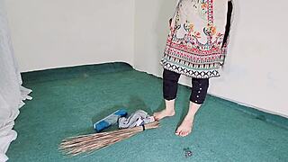 big ass amateur indian muslim maid shows huge ass through black transparent pajama while cleaning room with clear hindi audio!