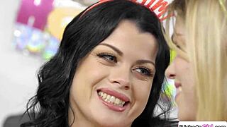 TEEN Gets LICKED by BIG TITS Lesbian STEPMOMS in Hot Group Action