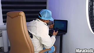 The hot stepmom dives into sucking and slopping on that big cock. She swallows the cum right in her mouth.