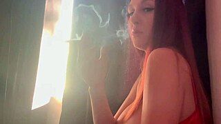 italian big tits milf artemisia love smokes cigarette solo showing hot tits