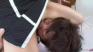 Japanese Cougar Teacher's Saggy Natural Tits Bounce In Classroom Creampie Fuck.