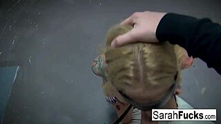 Blindfolded Blonde Milf Hottie Sarah Jessie Gives Skinny POV Blowjob With Cumshot