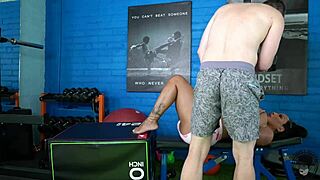 Huge ass latina fucking big cock dude at the gym. She bends over for deep doggystyle pounding and facial cumshot.