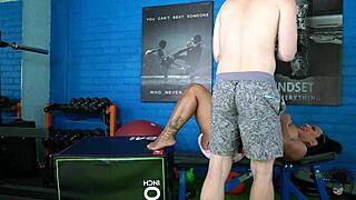 Huge ass latina fucking big cock dude at the gym. She bends over for deep doggystyle pounding and facial cumshot.