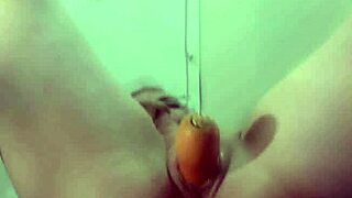 Oh my god, I'm fucking my pussy and ass with carrots for double penetration solo