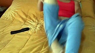 59 year old mature latina Balla pulls down jeans to show off big hairy pussy