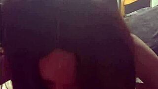 wife skips cleaning to suck cock in homemade interracial blowjob. her petite black body and saggy tits shine as she enjoys the intimate foreplay.