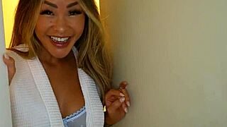 Asian milf wife cucks husband on holiday