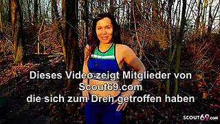 horny cheating german milf wife gets picked up in the park for rough outdoor pov facial cumshot