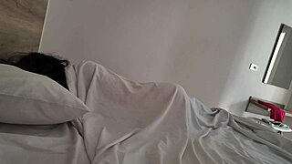 Sharing Hotel Room With Brunette Stepmom Leads To Close Up Views Of Big Natural Tits And Hairy Pussy