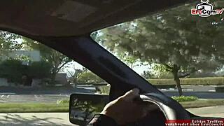 Brunette Slut with Big Tits and Curls Picked Up on Street for Cum Facial