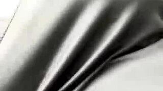 stepmother with big boobs walks outside, showing off her natural tits in public