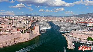 Priscilla the beautiful brunette offers herself to two hard cocks in lingerie