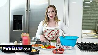 Stepson fucks beautiful stepmother in kitchen interview! How does she handle that teasing doggystyle?