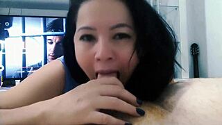 Naughty Stepdaughter Pauses the Movie for a Blowjob and Swallows Cum in Uncensored Action