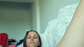 Brazilian blonde babe uses double dildo for solo double penetration in her cute pussy and ass