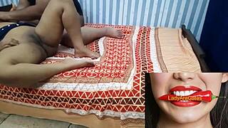 Hey, check out these desi lovers in hidden sex with the milf girlfriend showing her shaved pussy and small tits.