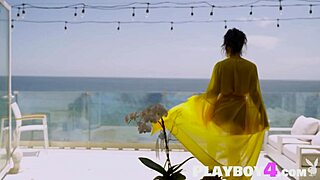 hot big tits latina milf cj sparxx posed outdoor in sexy yellow clothes