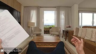 Banging Busty Latina Shemale in Bareback Action with Stepson at Home in Tgirl POV Pt 2