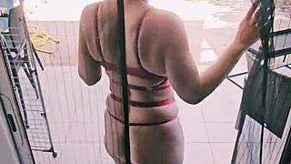 The sexy mature MILF compiles her homemade lingerie moments in panties from a POV view.