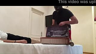 Milf in stockings and heels tied up and fucked in rough sex with loud moaning