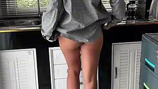 buddy girl gets fucked on kitchen table and swallows cum load