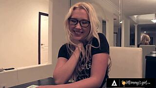 Hot Blonde Teen Fingers Pussy In Stockings With Dirty Stacked Stepmom