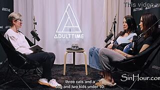 Shay sights and reagan foxx share horny backstage interview with natural tits closeups