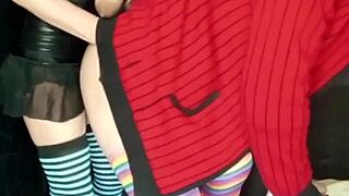 woman pegs guy in female panties with strap-on until she ejaculates untouched