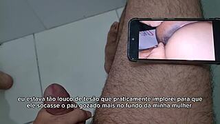 husband masturbates watching his pregnant wife fuck a hung guy for creampie in brazilian cuckold scene