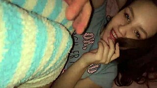 Stepfather, you're stretching my hole so much and now you're cumming inside!