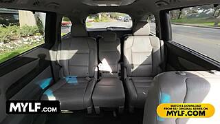 this classy blonde milf wife cheats on her husband by blowing and fucking the taxi driver in the backseat