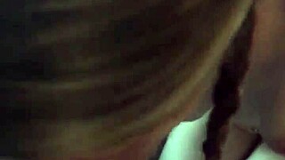 Blonde Wife Gives Deepthroat Blowjob Before Petite Pigtails Fuck in Close-Up