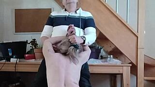 Esclave F endures BDSM session with candles chains bondage blowjob facial cumshot and public humiliation outdoors in stockings.