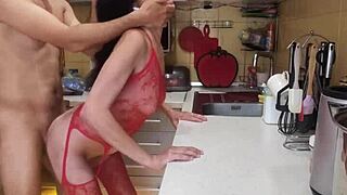 This hot milf slips into stockings for intense missionary sex with her husband. They switch to wet poses in homemade action.