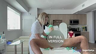 in my latex gloves i made the patient's balls smooth and empty with a handjob