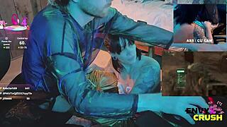 i drool all over his big cock as gamer girl in kitty bikini with fishnets and panties