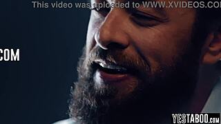 Big tits curvy mature MILF feels intense desire walking in on cheating husband and joins for petite blowjob.