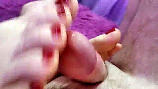 Russian Mature Bride Gives Blowjob Footjob And Handjob In Wedding Couple Session