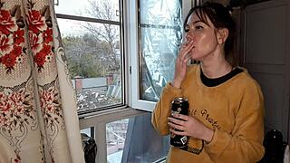 stepsister lights up a cigarette looking sexy as hell