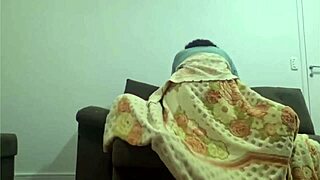 Real stepmom with big natural tits and fat ass bounces on stepson's huge cock in bedroom action.