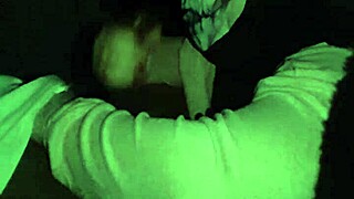 Blowjob wet sloppy nasty head in mask with bbw milf deepthroat interracial
