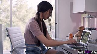 Aiden Ashley and Maya Woulfe make out casually in the kitchen