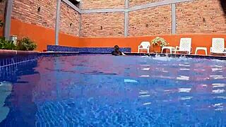 big ass latina milf takes stranger cock poolside