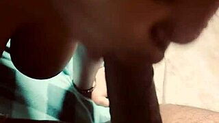 Brown Latina Slurps Sloppy on Thick Black Cock